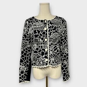Michael Simon Vintage Car Embroidered Cardigan Sweater